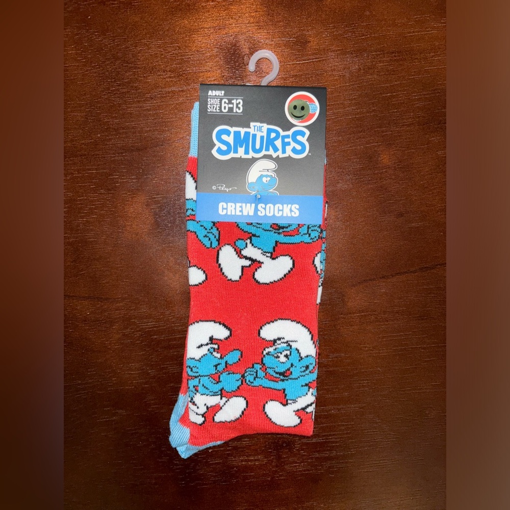 THE SMURFS NOVELTY CREW SOCKS NWT MEN’S SHOE SIZE 6-13